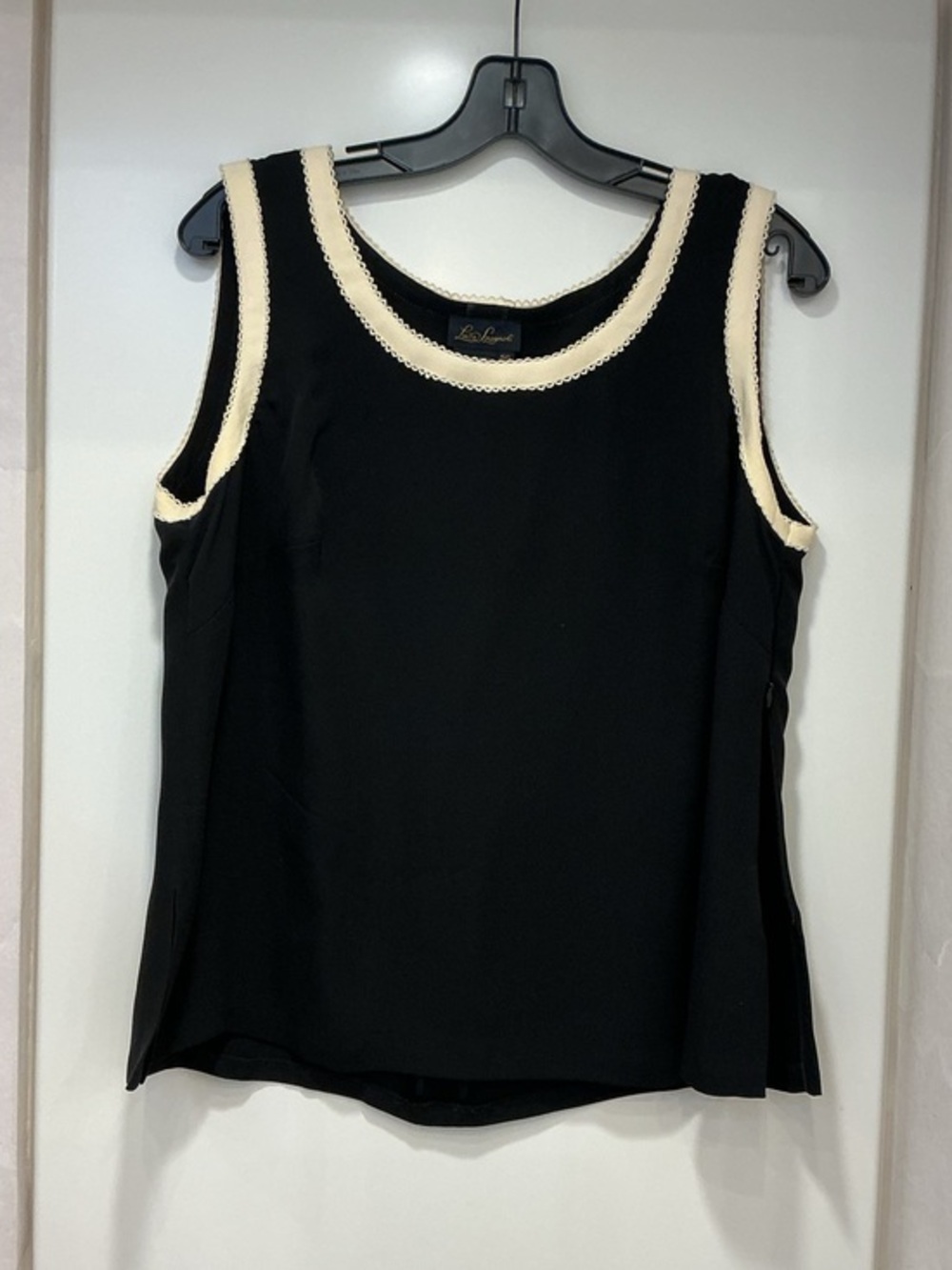 Luisa Spagnoli Black Tank with Cream Trim